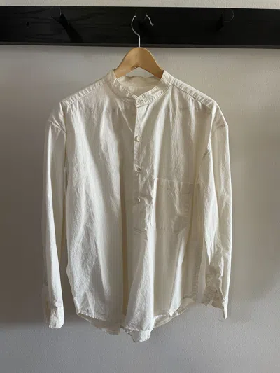 Pre-owned Evan Kinori Cotton Typewriter Popover Shirt In White