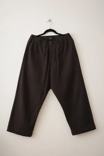 Pre-owned Evan Kinori Elastic Pants - Brown Yarn Dyed Wool/cotton In Dark Brown