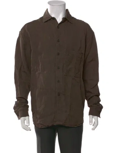 Pre-owned Evan Kinori Hemp Long Sleeve Shirt In Brown