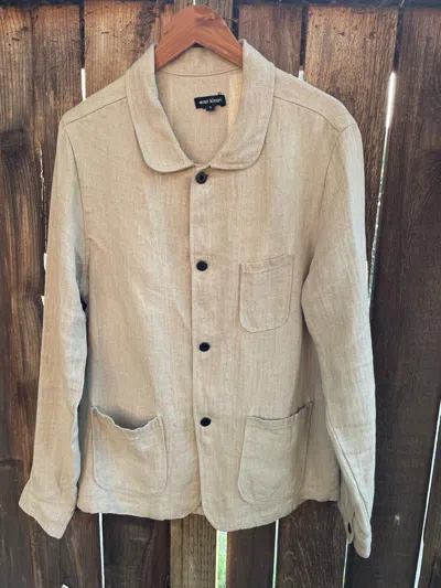 Pre-owned Evan Kinori Natural Linen Herringbone Three Pocket Jacket