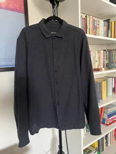 Pre-owned Evan Kinori Navy Buttondown In Blue