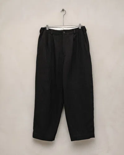 Pre-owned Evan Kinori Two Pleat Pants Linen Canvas In Black