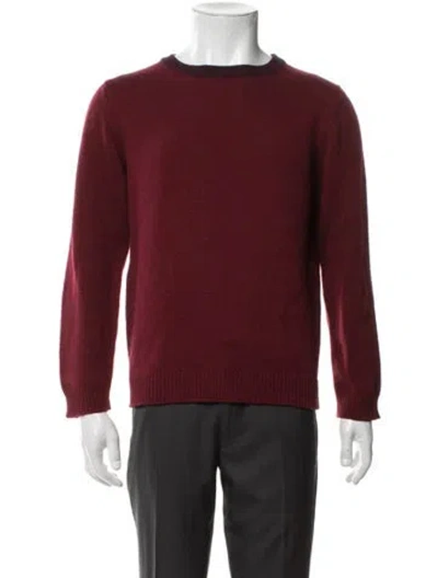 Pre-owned Evan Kinori Wool Crew Neck Pullover In Burgundy
