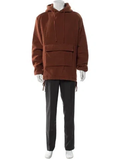 Pre-owned Evan Kinori Wool Mock Neck Hoodie In Brown