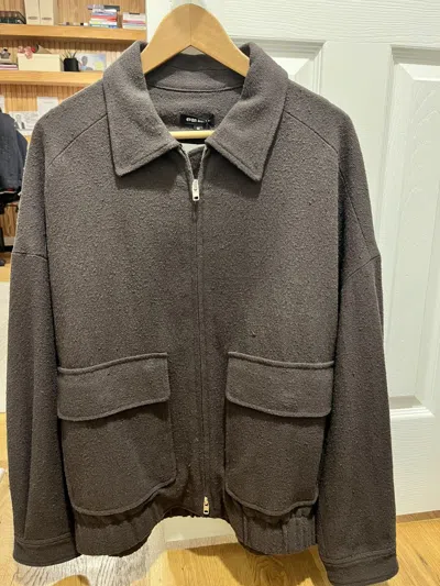 Pre-owned Evan Kinori Zip Jacket Two - Silk In Brown