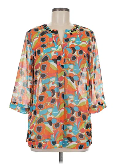 Pre-owned Evan Picone 3/4 Sleeve Blouse In Orange