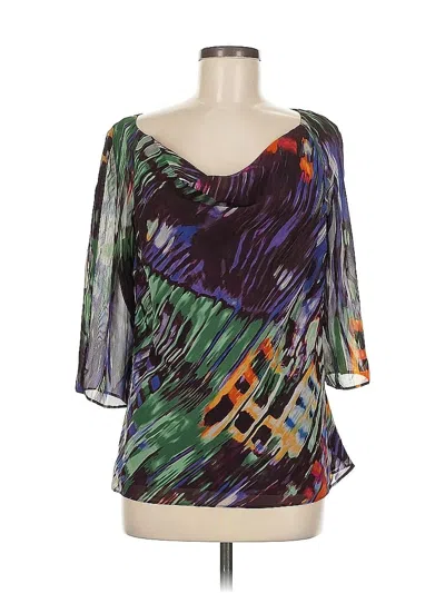 Pre-owned Evan Picone 3/4 Sleeve Blouse In Purple