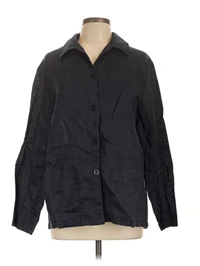 Pre-owned Evan Picone 3/4 Sleeve Button Down Shirt In Black