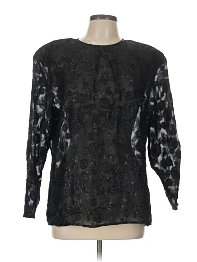 Pre-owned Evan Picone Long Sleeve Blouse In Black