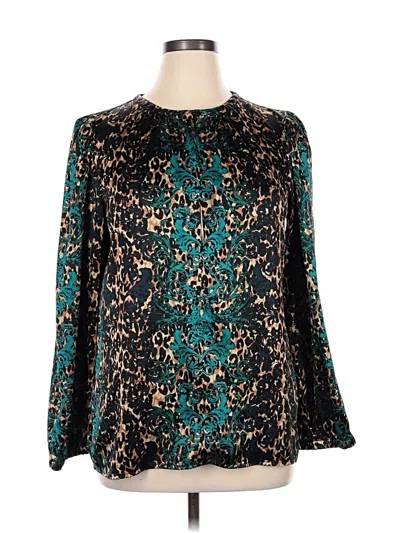 Pre-owned Evan Picone Long Sleeve Blouse In Blue