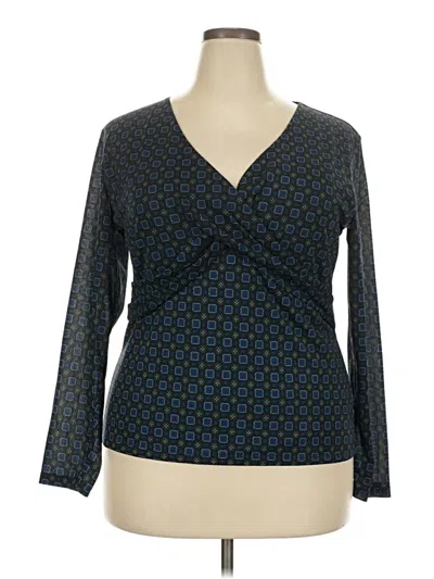 Pre-owned Evan Picone Long Sleeve Blouse In Blue