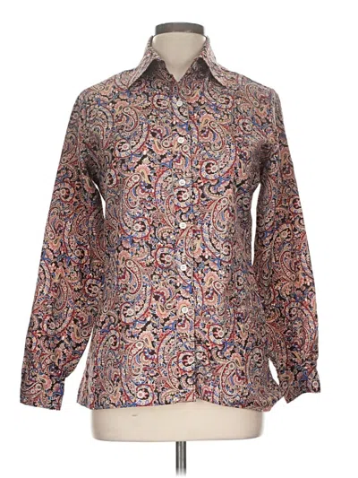 Pre-owned Evan Picone Long Sleeve Blouse In Brown