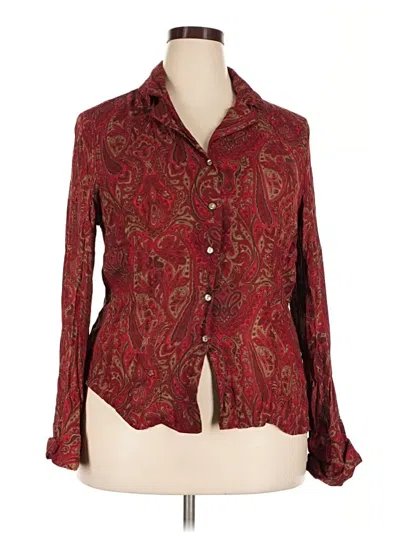 Pre-owned Evan Picone Long Sleeve Blouse In Burgundy