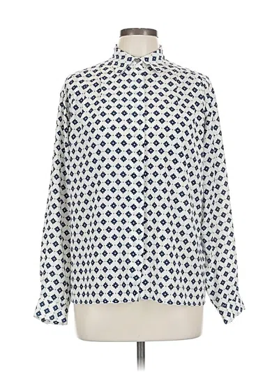 Pre-owned Evan Picone Long Sleeve Blouse In White