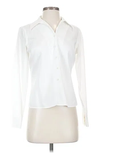 Pre-owned Evan Picone Long Sleeve Blouse In White