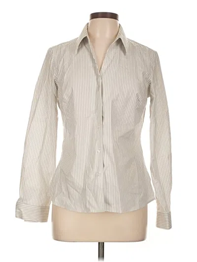Pre-owned Evan Picone Long Sleeve Blouse In White