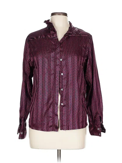 Pre-owned Evan Picone Long Sleeve Button Down Shirt In Red