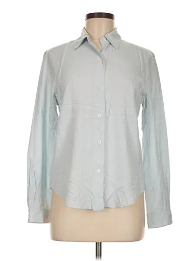 Pre-owned Evan Picone Long Sleeve Silk Top Gray Color Block Pattern Collared Neckline Tops