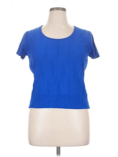 Pre-owned Evan Picone Short Sleeve Top Blue Scoop Neck Tops