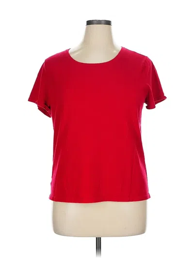 Pre-owned Evan Picone Short Sleeve Top Red Scoop Neck Tops