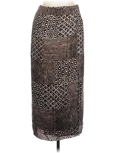 Pre-owned Evan Picone Silk Skirt In Brown