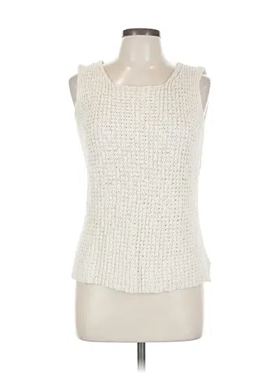Pre-owned Evan Picone Sleeveless Top Ivory Strapless Neckline Tops In White