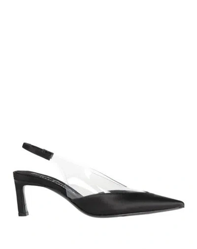 Evangelie Smyrniotaki X Sergio Rossi Woman Pumps Black Size 6.5 Textile Fibers, Pvc - Polyvinyl Chlo