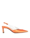 Evangelie Smyrniotaki X Sergio Rossi Woman Pumps Orange Size 7 Textile Fibers, Pvc - Polyvinyl Chlor In Orange
