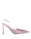 Evangelie Smyrniotaki X Sergio Rossi Woman Pumps Pink Size 8 Textile Fibers