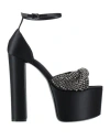 Evangelie Smyrniotaki X Sergio Rossi Woman Sandals Black Size 11 Textile Fibers In Black