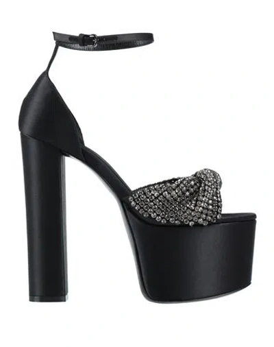 Evangelie Smyrniotaki X Sergio Rossi Woman Sandals Black Size 11 Textile Fibers