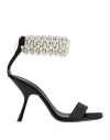 Evangelie Smyrniotaki X Sergio Rossi Woman Sandals Black Size 8 Textile Fibers In Black