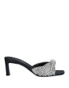 Evangelie Smyrniotaki X Sergio Rossi Woman Sandals Grey Size 7 Textile Fibers, Metal In Black