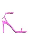 Evangelie Smyrniotaki X Sergio Rossi Woman Sandals Fuchsia Size 6.5 Textile Fibers In Pink