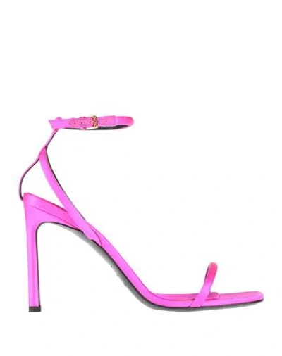 Evangelie Smyrniotaki X Sergio Rossi Woman Sandals Fuchsia Size 6.5 Textile Fibers In Pink