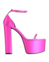 Evangelie Smyrniotaki X Sergio Rossi Woman Sandals Fuchsia Size 11 Textile Fibers In Pink