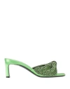 Evangelie Smyrniotaki X Sergio Rossi Woman Sandals Green Size 6 Textile Fibers, Metal
