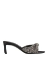Evangelie Smyrniotaki X Sergio Rossi Woman Sandals Grey Size 7 Textile Fibers, Metal