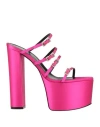 Evangelie Smyrniotaki X Sergio Rossi Woman Sandals Magenta Size 10 Textile Fibers In Magenta