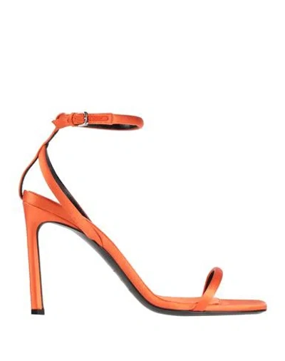 Evangelie Smyrniotaki X Sergio Rossi Woman Sandals Orange Size 6.5 Textile Fibers