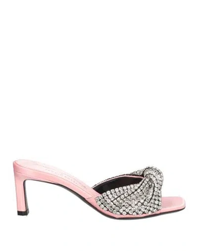 Evangelie Smyrniotaki X Sergio Rossi Woman Sandals Pink Size 5 Textile Fibers, Metal