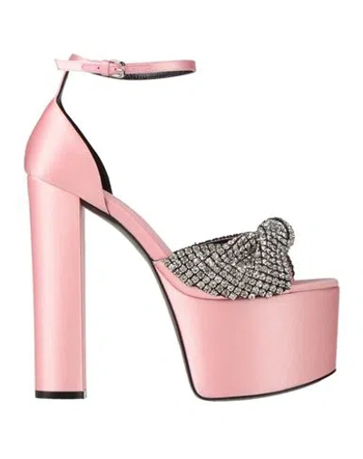 Evangelie Smyrniotaki X Sergio Rossi Woman Sandals Pink Size 11 Textile Fibers
