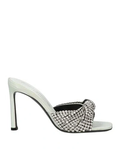 Evangelie Smyrniotaki X Sergio Rossi Woman Sandals Sage Green Size 5.5 Textile Fibers, Nickel In Sage Green