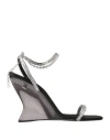 Evangelie Smyrniotaki X Sergio Rossi Woman Sandals Silver Size 7.5 Textile Fibers In Silver