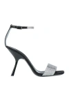 Evangelie Smyrniotaki X Sergio Rossi Woman Sandals Silver Size 11 Soft Leather In Silver