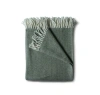 Evangeline 100% Cotton Herringbone Throws In Green