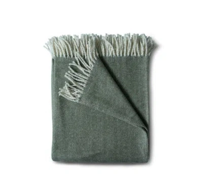 Evangeline 100% Cotton Herringbone Throws In Green