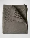 Evangeline Linens Knit Wool Throw Blanket In Coffee Scallop