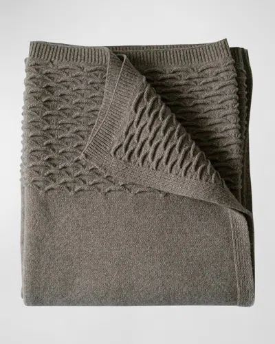 Evangeline Linens Knit Wool Throw Blanket In Brown