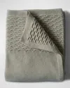 Evangeline Linens Knit Wool Throw Blanket In Oatmeal Scallop